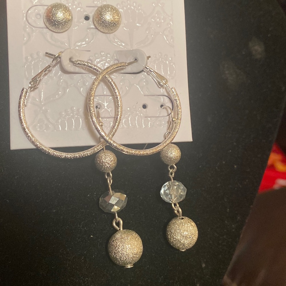 3 pairs of Silvertone Earrings